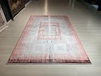 5x8 ft Copper Geometric Area Rug, Bamboo Acrylic Carpet, Modern Living Room Rug