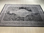 5x8 ft Charcoal Medallion Rug, Bamboo Acrylic Area Rug, Vintage Living Room Carpet
