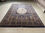 5x8 ft Tree of Life Silk Rug, Garden Design, Floral Area Rug, Black Luxury Living Room Carpet