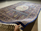 5x8 ft Tree of Life Silk Rug, Garden Design, Floral Area Rug, Black Luxury Living Room Carpet