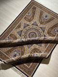 5x8Navy Blue Gold Silk Rug, Geometric Star Medallion, Luxury Area Rug, Turkish Decor