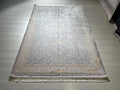 5x8 ft Gray Floral Silk Rug, Turkish Style, Luxury Living Room Rug