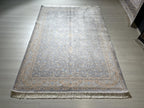 5x8 ft Gray Floral Silk Rug, Turkish Style, Luxury Living Room Rug