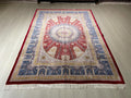 6x8 ft Red Silk Rug, Medallion Design, Modern Oriental Rug