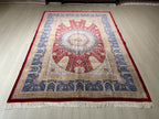 6x8 ft Red Silk Rug, Medallion Design, Modern Oriental Rug