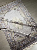 5x8 ft Gray Floral Medallion Modal Silk Rug, Luxury Living Room Area Rug