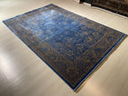 5x8 ft Navy Blue Gold Luxury  Area Rug, Turkish Style Living Room Carpet