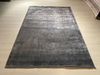 5x8 ft Smoky Gray Geometric Bamboo Rug, Luxury Modern Living Room Rug