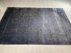 5x8 ft Smoky Gray Geometric Bamboo Rug, Luxury Modern Living Room Rug