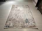 5x8 ft Beige Abstract Bamboo Rug, Modern Area Rug, Neutral Living Room Carpet