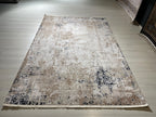 5x8 ft Beige Abstract Bamboo Rug, Modern Area Rug, Neutral Living Room Carpet
