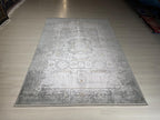 5x8 ft Gray Bamboo Rug, Vintage Medallion Area Rug, Modern Living Room Carpet