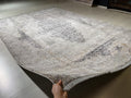 5x8 ft Beige Bamboo Rug, Distressed Medallion Area Rug, Neutral Living Room Carpet