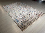 5x8 ft Ivory Tribal Bamboo Rug, Geometric Area Rug, Boho Living Room Carpet
