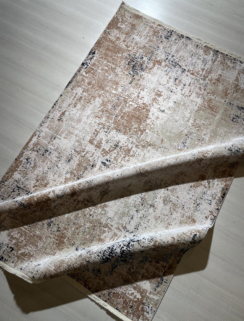 5x8 ft Beige Abstract Bamboo Rug, Modern Area Rug, Neutral Living Room Carpet