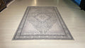 5x8 ft Gray Vintage Bamboo Rug, Distressed Medallion Area Rug, Neutral Living Room Carpet