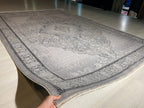 5x8 ft Gray Vintage Bamboo Rug, Distressed Medallion Area Rug, Neutral Living Room Carpet