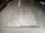5x8 ft Beige Geometric Rug, Bamboo Acrylic Area Rug, Modern Living Room Carpet