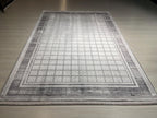5x8 ft Ivory Geometric Bamboo Acrylic Rug, Modern Turkish Area Rug, Living Room Carpet