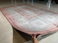 5x8 ft Copper Geometric Area Rug, Bamboo Acrylic Carpet, Modern Living Room Rug