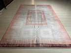 5x8 ft Copper Geometric Area Rug, Bamboo Acrylic Carpet, Modern Living Room Rug