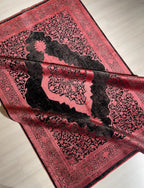 5x8 ft Red Black Vintage Medallion Rug, Bamboo Acrylic Area Rug, Living Room Carpet