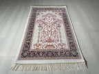 Rose Mihrab Bamboo Prayer Rug, Turkish Islamic Prayer Mat, Floral Muslim Gift