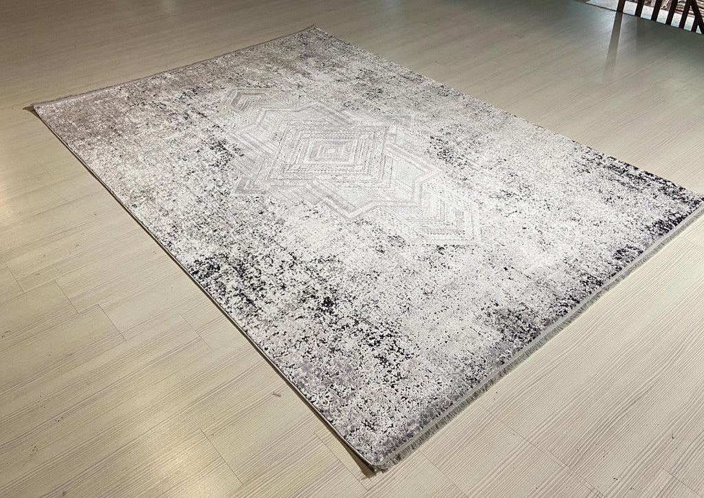 5x8 ft Abstract Diamond Bamboo Rug, Neutral Area Rug, Modern Living Room Carpet