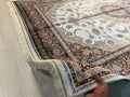 5x8 ft Ivory Silk Area Rug, Floral Medallion Design, Luxury Turkish Living Room Decor
